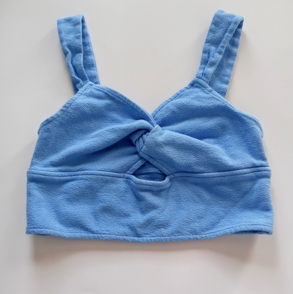 EUC Madewell Cutout Knot Front Crop Tank Top, Oasis Blue, Size Large